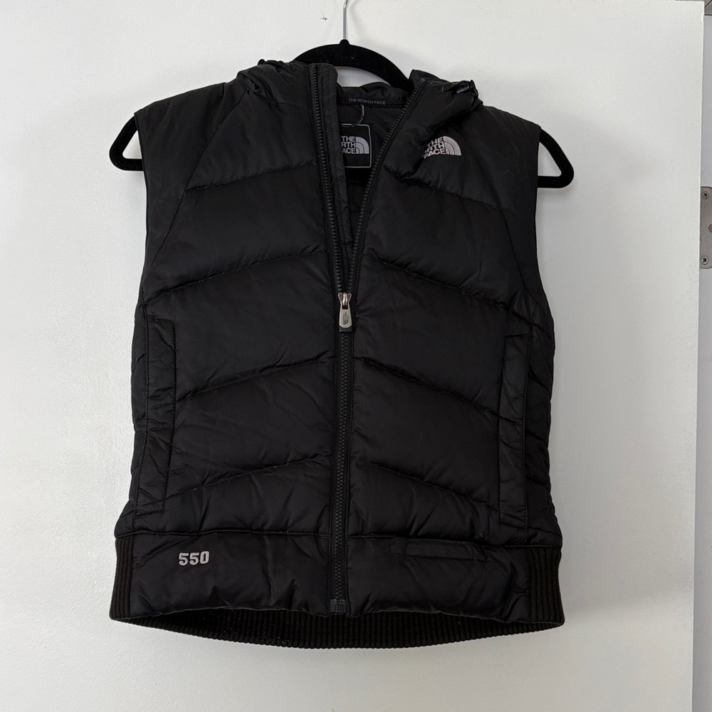 The North Face Black Quilted 550 Hooded Puffer Vest